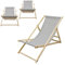 ECD Germany 3X Sillas de Playa de Madera de Pino 3 Posiciones de Reclinación Plegable Tumbona Gris Claro Tradicional de Sol para Jardín Impermeable hasta 120kg Tejido Oxford Hamaca Terraza Piscina