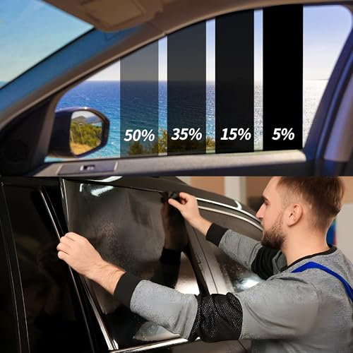 NewL Window Tint Film Privacy Protection Heat & UV Block Scratch Resistant Tint Film Self-Adhesive DIY Installation Durable Car Windscreen Sunshade Rolls (35% Vlt, 50cm x 300cm)