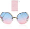 EHDWXVZM 1 Stück Damen-Sonnenbrille, 1 Stück Brillentasche, Damen-Festival-Sonnenbrille, Damen-Farbverlaufs-Sonnenbrille, Strass-Rand-Sonnenbrille