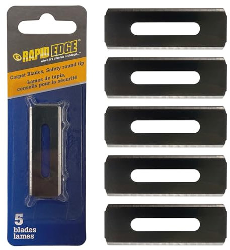 Rapid Edge 1-pack (5 pieces) Pivoting Carpet Knife Blades, Folding Utility Knife Blade With Dual-Side Edge and Round Tip, Fits Most Carpet Cutters