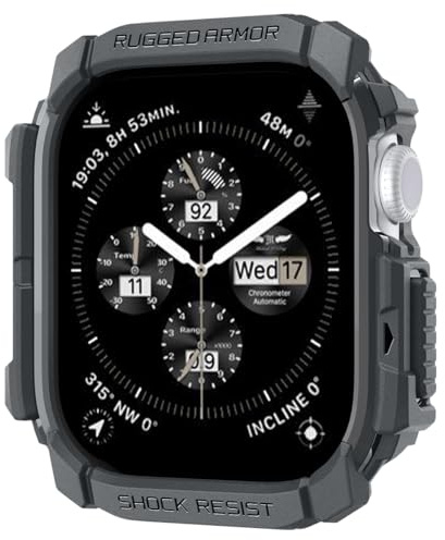 Spigen Cover Rugged Armor Compatibile con Apple Watch Series 11/10 46mm (2025/2024) - Grigio Scuro