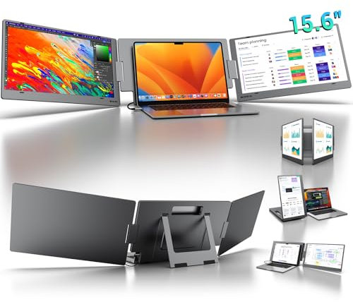 KYY laptop screen extension, 15.6 inch laptop monitor extender with type c plug and playback, 1080p FHD, triple portable monitor for laptop