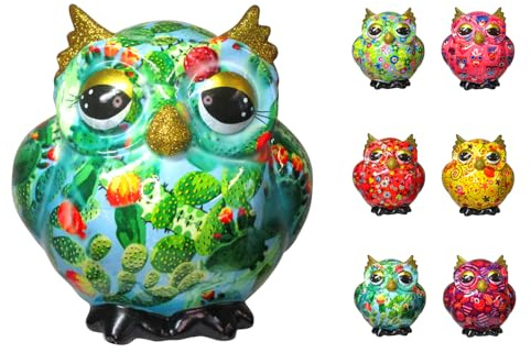 netproshop Salvadanaio a forma di gufo in ceramica Pomme Pidou, selezione: Green Cactus