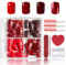 96PCS Press on Nails Kurz – Full Cover Rot Acryl Nagelspitzen Set - Glossy Neu Jahr Künstliche Nägel, Natürliches & angenehmes Tragegefühl für Frauen und Mädchen(Rot & Shimmer Style)