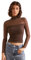Mujer Camiseta Transparente Sexy Manga Larga Mesh Top Slim See Through Camiseta Redondo Alto Elástico Blouses Clubwear Casual Mujer Top Negro/Marrón