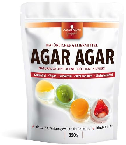 GOLDEN PEANUT Agar Agar Pulver veganer Gelatine-Ersatz hitzestabil 350g