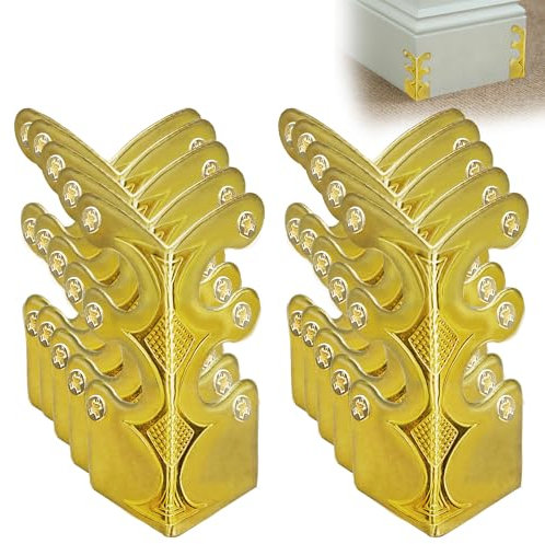 Skiffers Lot de 10 protections d'angle en laiton massif pour plinthes et plinthes en métal vintage Doré