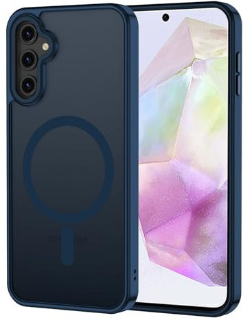 XTCASE Cover Magnetica per Samsung Galaxy A35 5G, Ultra Sottile Custodia Traslucida Opaca Retro Resistente ai Graffi Paraurti in TPU Antiurto Protettiva Case, Blu