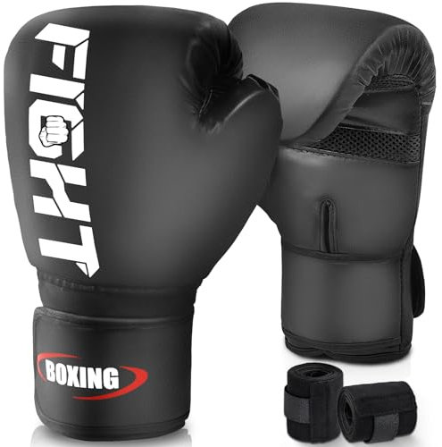 JUOIFIP Guantes de Boxeo para Adulto, Premium Cuero Saco de Boxeo Guantes de Boxeo para Sparring Kickboxing Saco Manoplas de Boxeo MMA Fight Training, Hombres Mujeres,14 oz