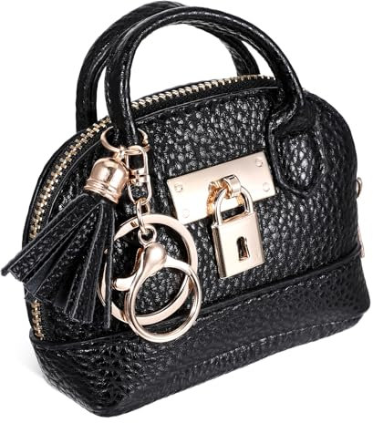 Tucnoeu 1pcs Mini Rucksack Schlüsselanhänger, Mini Tasche Schlüsselanhänger, Kosmetiktasche Klein für Handtasche(schwarz)
