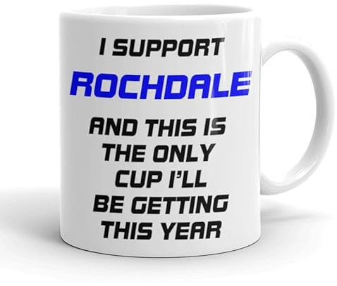 VIROSA Funny Football Mug – “Only Cup I’ll Be Getting This Year” – Gift for Rochdale Fans, Dad, Friend or Colleague – 11oz Ceramic Coffee Cup – Funny Xmas, Birthday, Father’s Day Present
