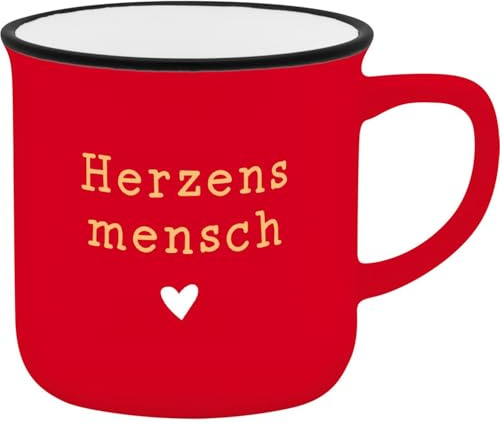 Sheepworld Espressobecher Motiv Herzensmensch | Mini-Tasse aus Porzellan, 10 cl, Tässchen mit Geschenk-Banderole | Geschenk Freunde, Geburtstag | 74750