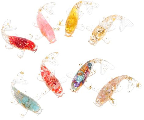 TOKIDNY 8 piezas de cristal de peces dorados en miniatura Koi Figuritas de cristal símbolo de la suerte para la oficina Feng Shui decoración duradera diseñada artísticamente
