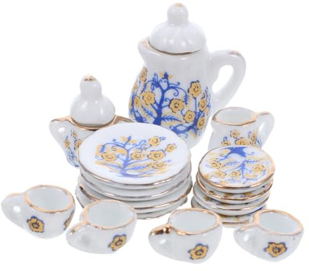 FRCOLOR Tasse Miniature Porcelaine Service à Thé pour Maison de Poupée Mini Tasses à Thé et Assiette