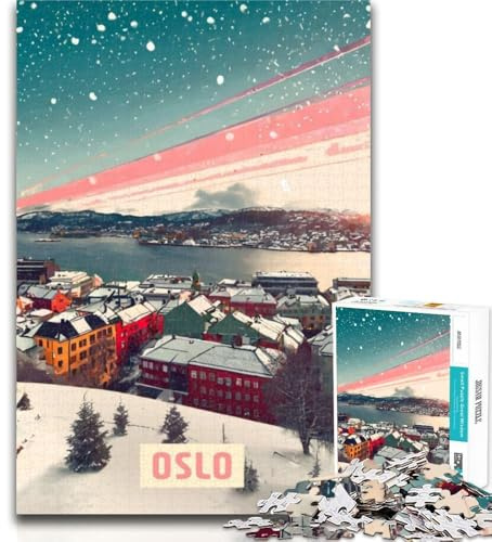 Puzzles Oslo Puzzles 1000 Teile für Erwachsene, Lernspiele, Heimdekoration, Geschenk für die ganze Familie, 26x38cm