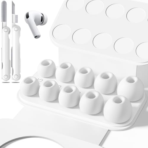 Inesore Replacement Ear Tips for AirPods Pro 3,5 Size-White | with Hole for Noise Reduction, Silicone Earplugs for AirPod Pro 3 with Cleaning Set & Portable Storage Box, 5 Pairs