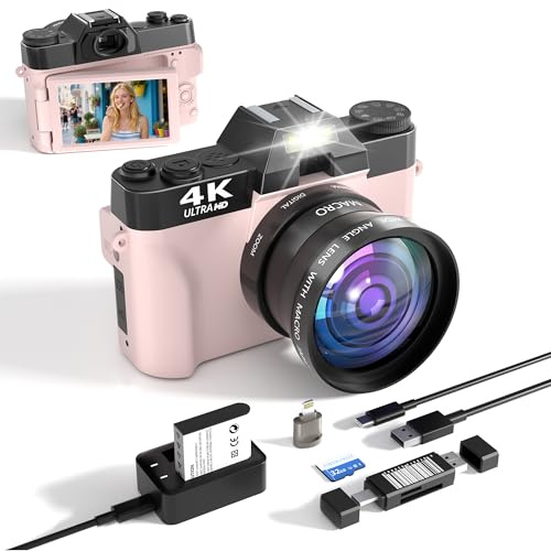 Digital Camera, 48MP Point and Shoot Digital Camera with Wifi, Wide-angle Lens, 16X Digital Zoom Portable Photo Camera with 3.0 Flip Screen, Vlogging Camera for Beginners, Teens, Students