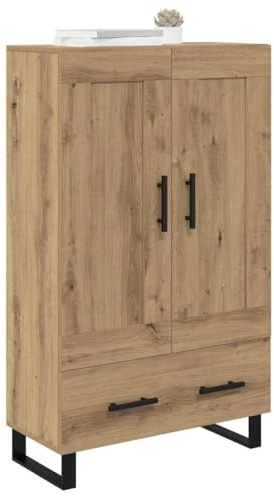 vidaXL Highboard Artisan-Eiche 69,5 x 31 x 115 cm Holzwerkstoff, Wohnzimmer Aufbewahrung, rechteckiger, robuster Hochschrank, Holzschrank mit quadratischen Metallbeinen