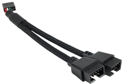 AYHYHLJZJ Divisor USB 2.0 de 9 pines para placa base USB, 9 pines Header a 2 x USB 2.0 hembra, conector de 9 pines, nailon trenzado, para placa base interna de ordenador, cable adaptador USB de 15 cm
