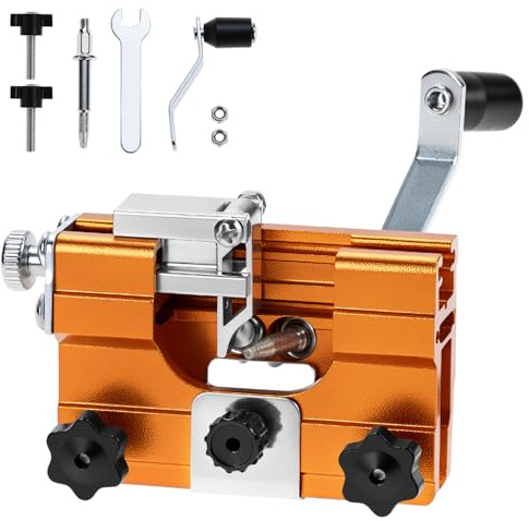 QWORK® Affilacatene per Motosega Portatile a Manovella in Metallo Rinforzato – Affilatrice Manuale per Catene 14-20 per Giardinaggio e Manutenzione Boschiva – Include 1 Testa di Affilatura