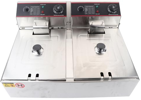 Friteuse électrique Commerciale Professionnelle à Double réservoir Profond en Acier Inoxydable 12L
