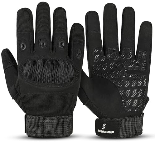 STEINGRIP® RangerX Taktische Handschuhe Damen Herren – Touchscreen Outdoor Handschuhe mit Knöchelschutz, Rutschfester Handfläche, Atmungsaktiv für Motorrad, Paintball, Jagd, Hiking, Fahrad, Quad