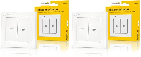 Schellenberg 25006 Rolladenschalter mit Rastfunktion, Doppel-Wippschalter zur Unterputzmontage, Einbautiefe 30 mm, Steuerung von elektrischen Rolladen-, Markisen- oder Raffstore Motoren