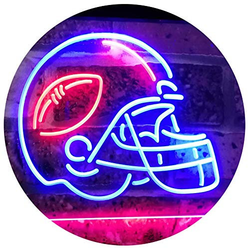 ADVPRO American Football Sport Man Cave Dual Color LED Barlicht Neonlicht Lichtwerbung Neon Sign Blau & Rot 400 x 300mm st6s43-i2902-br