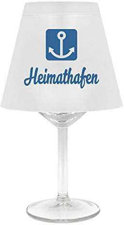 Lampenschirm für Weinglas ~ Heimathafen mit Anker, blau ~ Schirm ohne Glas ~ Windlicht