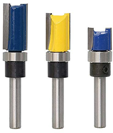 Bestgle 3Pcs Top Bearing Flush Trim Pattern Router Bit Set 1/4-Inch Shank Woodworking Milling Cutter Tool