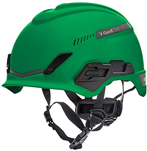 MSA V-Gard H1 Trivent Safety Climbing Helmet - Ventilated - Green - 52–64 cm - Hard hat with chinstrap for Work at Height and Rescue - EN12492 & ANSI