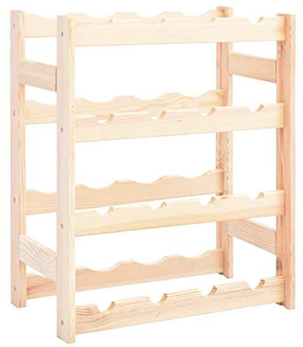 vidaXL Botellero para 16 Botellas de Madera de Pino con Accesorios Decoración Almacenamiento Organización Vinoteca Exponedor Diseño Sencillo Rústico
