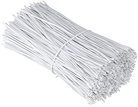 Chingde Gestión de Cable eléctrico, 200 Piezas Lazo de Alambre de Hierro,plástico ataduras Alambre Recubierto de plástico, Lazos de Embalaje, Lazos de Cable, Corbatas De Plástico (Blanco)