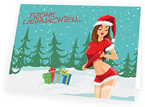 Seelenzauber Hochwertige Weihnachtskarte Sexy Weihnachtsfrau mit passendem Umschlag 1x Karte 1x Umschlag
