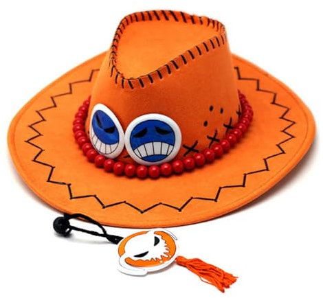 WANHONGYUE Anime One Piece Portgas·D·Ace Gunslinger Hat Wide Brim Cowboy Hat Cosplay Hat