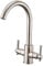 Heable Kitchen Mixer Tap Dual Lever Monobloc Swivel Spout Brushed Nickel Sink Taps Brass with UK Standard Fittings