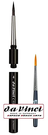 Da Vinci Casaneo Serie 1593 Pinceau de voyage pour aquarelle végétalien n°4 avec pinceau synthétique Davinci Série 943 Noir