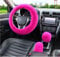Weiche Plüsch Auto Lenkradhülle,MoreChioce Komfortable Auto Lenkradbezug Winter Schaltknauf Schutzhülle Warm Handbremse Abdeckung Lenkradschoner Set für Lenkraddurchmesser 37cm bis 40cm,Rosa Rot