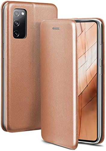 ONEFLOW Business Case für Samsung Galaxy S20 FE/FE 5G Handyhülle klappbar mit Standfunktion, Klapphülle Flipcase Cover Dünn, PU Leder Hülle mit Kartenfach, 360 Grad Schutzhülle, Rosegold