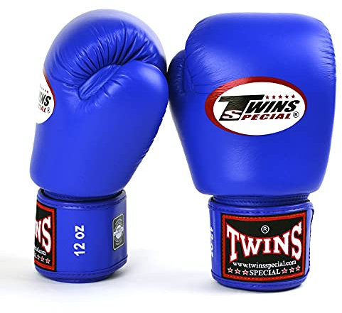 Twins Boxing Gloves BGVL3 Muay Thai Sparring Gloves 10oz 12oz 14oz 16oz Adult Kickboxing Hook & Loop Training Gloves (16oz, Blue)