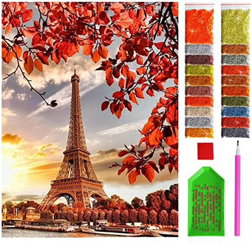 ARTULIO Diamond Painting Set - Eiffelturm im Herbstsonnenuntergang - 30x40 cm – 5D Diamant Painting Bilder, Diamond Painting Erwachsene