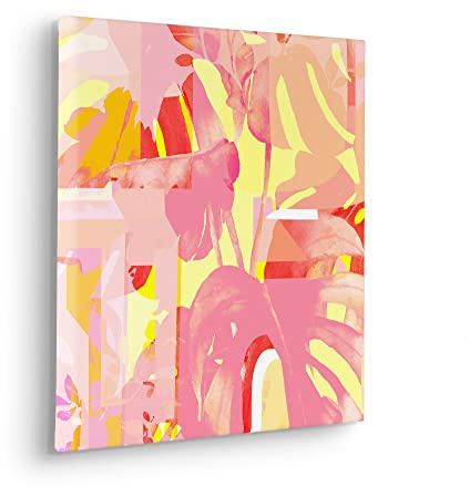 Komar Keilrahmenbild im Echtholzrahmen - Summer Party - Größe 40 x 40 cm - Wandbild, Kunstdruck, Wanddekoration, Design, Wohnzimmer, Schlafzimmer, Pflanzen, Leinwandbild