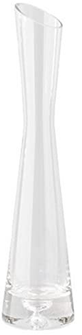 ericotry Florero de cristal transparente hecho a mano soplado arte brote florero de un solo tallo oblicuo boca florero para decoración del hogar, oficina, boda (25 cm)