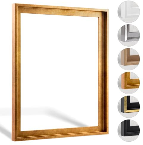 Haak Schattenfugenrahmen Levi in Blattgold 70 X 90 cm für Keilrahmenbilder und Leinwände Glanz Edition