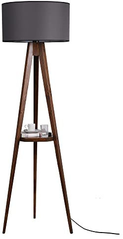 Lampadaire en bois, noyer gris, collection Tanganyika, 46x46x176, prise E 27 Max 60 W