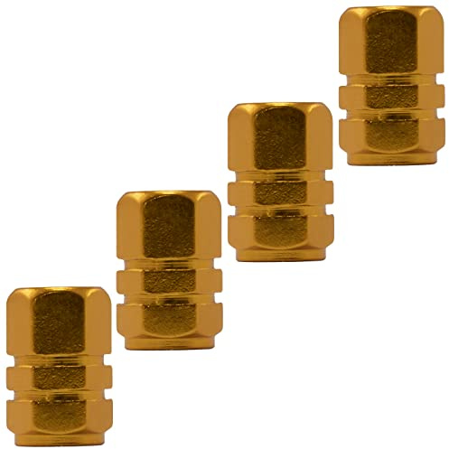 AERZETIX - C64520 - Satz von 4 Ventilkappen/-stopfen für autoreifen - sechseckige Form - goldfarben - aus Aluminium - Rad zubehör Tuning Auto-Moto Dekoration LKW camion Fahrzeug