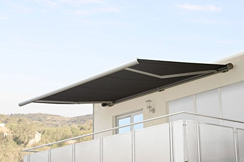 Mendler Elektrische Kassettenmarkise HWC-H27, Markise Vollkassette 6x3m - Polyester anthrazit, Rahmen weiß