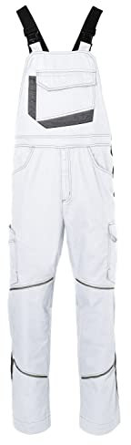 KÜBLER ICONIQ cotton Latzhose – Latzhose aus 100% Baumwolle mit ergonomischer Linienführung weiß/anthrazit Gr. 54
