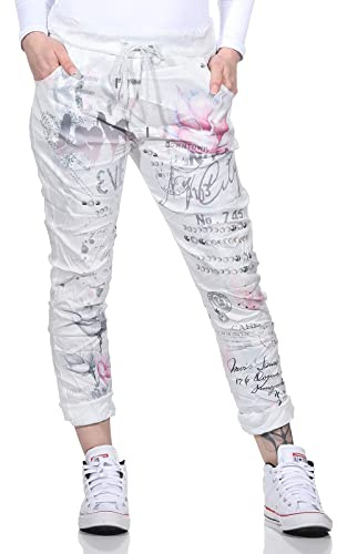 CLEO STYLE Damen Jogginghose Jogger Boy Friend im Vintage Look Sweatpants für Freizeit Sport und Fitness 1289