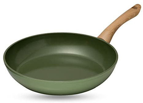 Just Vegan, Ceravegan ceramic ECO frying pan – 28 cm - 100% vegan - Vegetable non-stick coating - Durable pan - With FREE pan protector